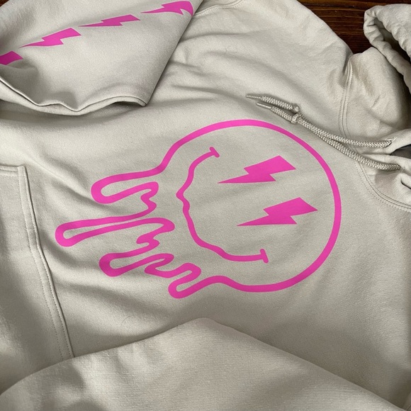 Drippy smiley face hoodie - adult Large - Picture 4 of 5